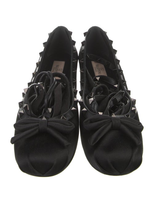Valentino Rockstud Accents Satin Ballet Flats