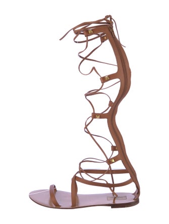 Valentino Rockstud Accents Leather Gladiator Sandals
