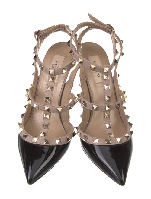 Valentino Rockstud Accents Patent Leather T-Strap Pumps
