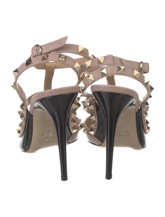 Valentino Rockstud Accents Patent Leather T-Strap Pumps