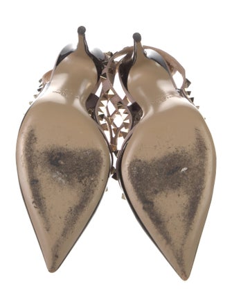 Valentino Rockstud Accents Patent Leather T-Strap Pumps