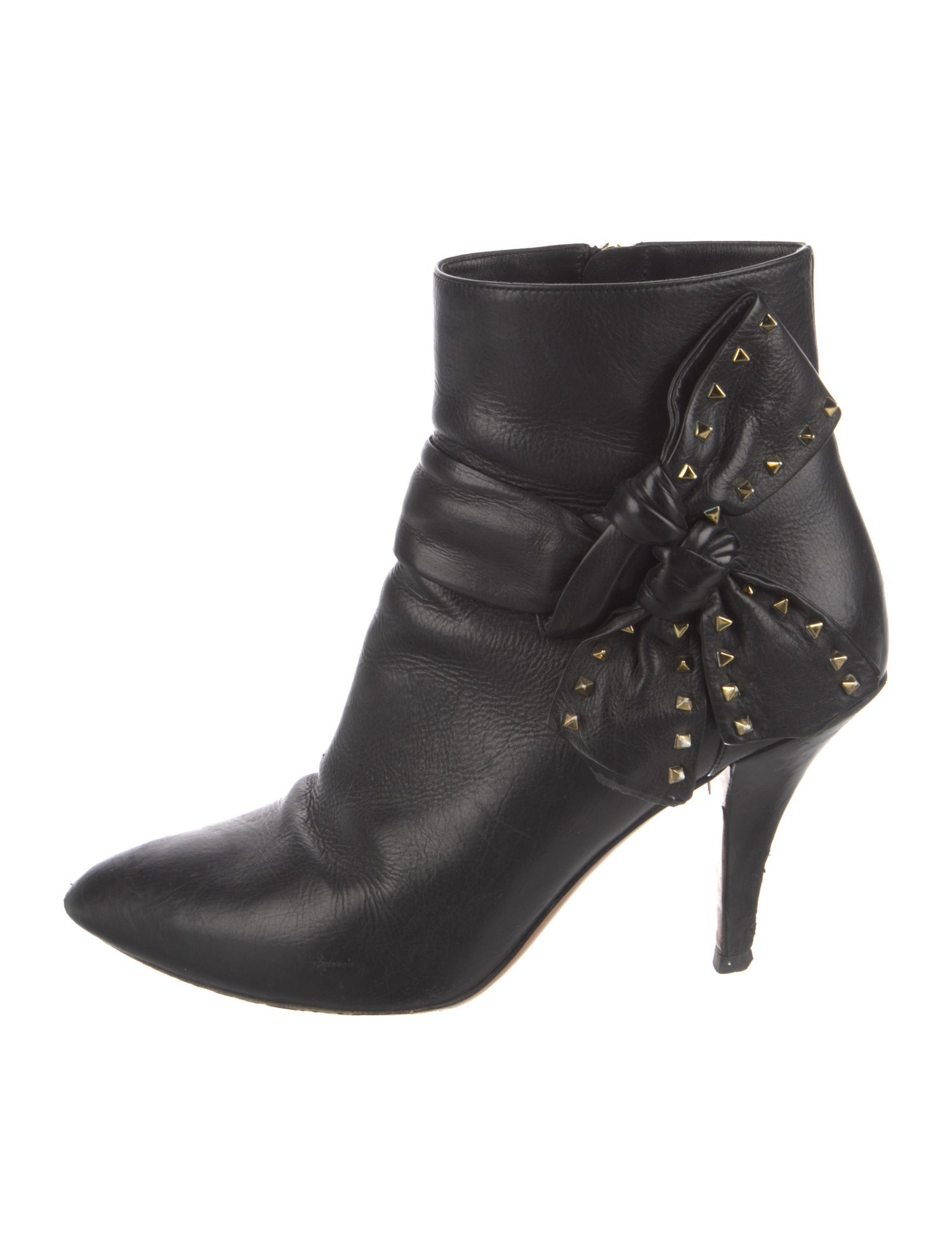 Valentino Rockstud Accents Leather Lace-Up Boots