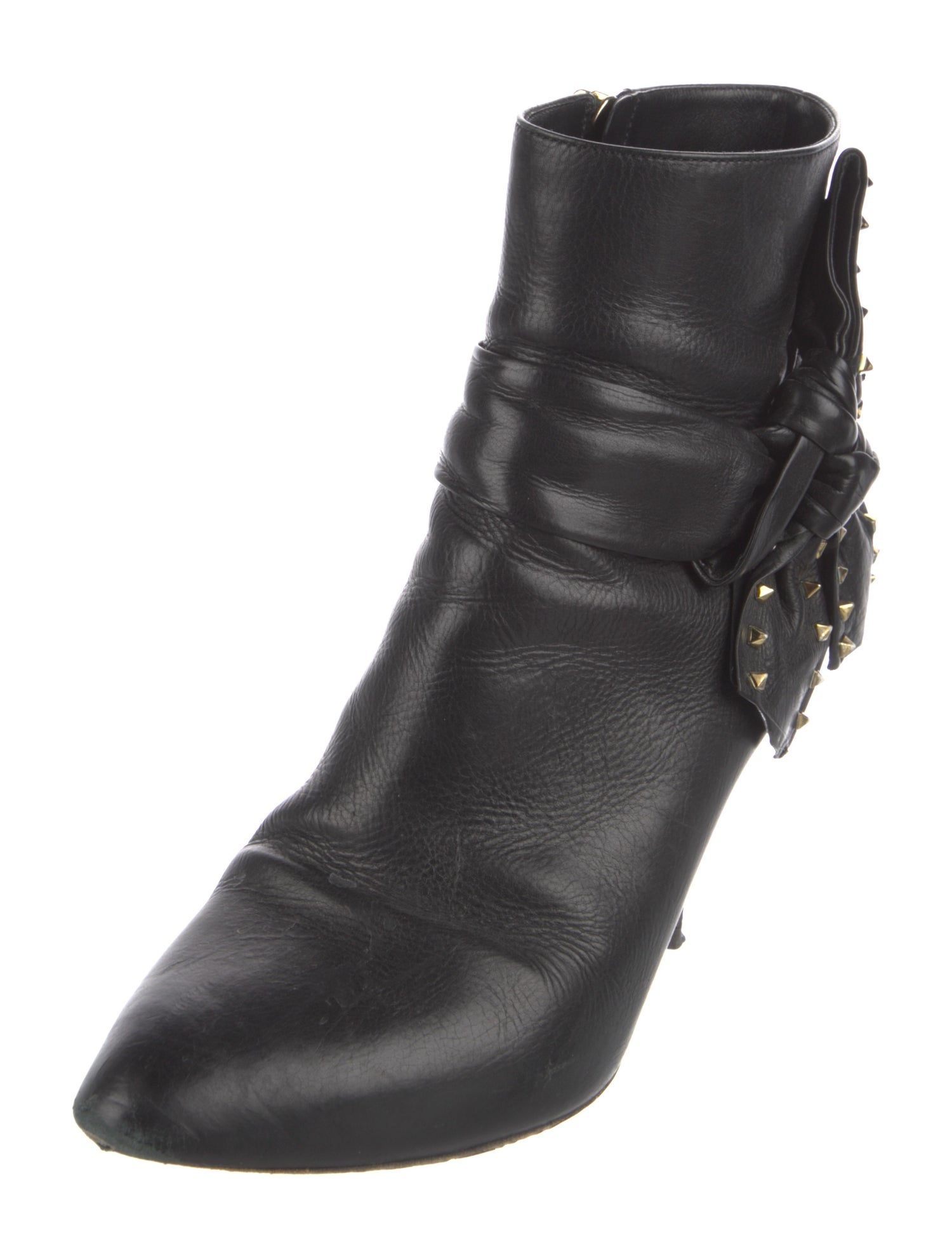 Valentino Rockstud Accents Leather Lace-Up Boots