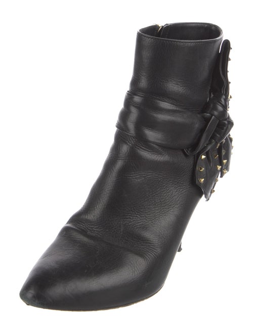 Valentino Rockstud Accents Leather Lace-Up Boots