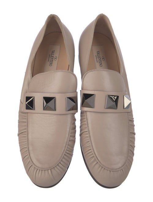 Valentino Rockstud Accents Leather Loafers