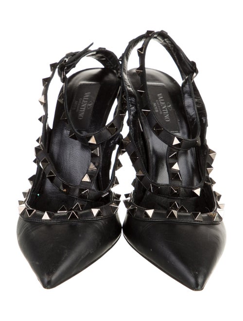 Valentino Rockstud Accents Leather Slingback Pumps