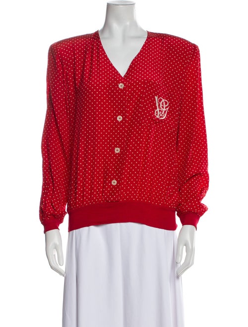 Valentino Silk Polka Dot Print Button-Up Top