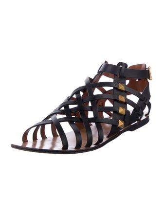 Valentino Rockstud Accents Leather Gladiator Sandals