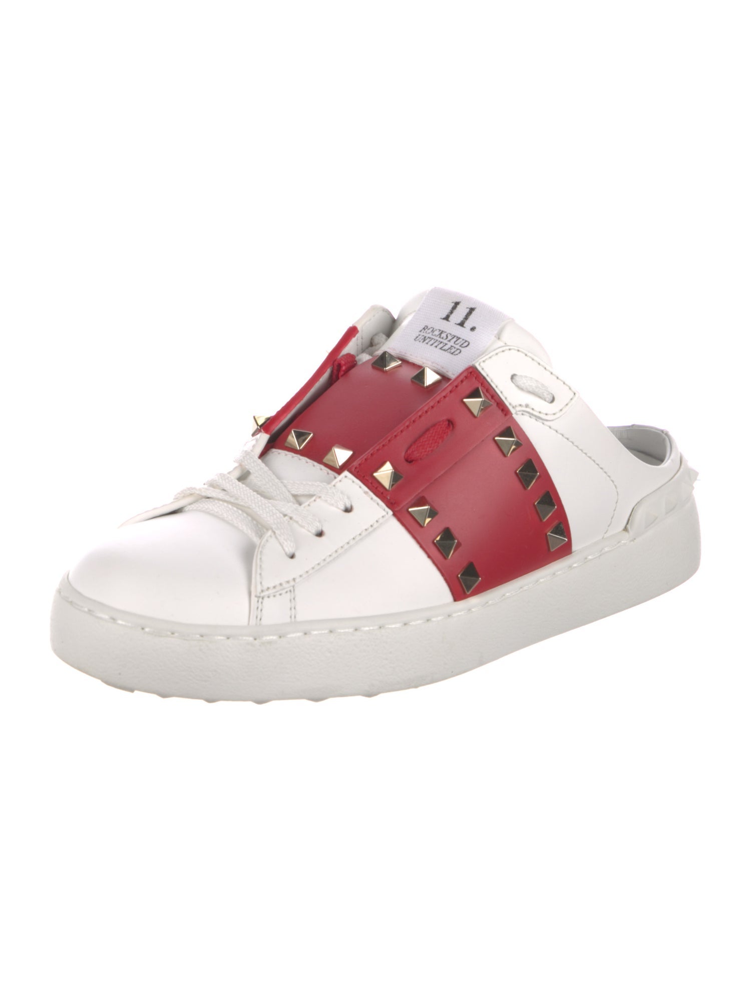 Valentino Rockstud Accents Leather Sneakers