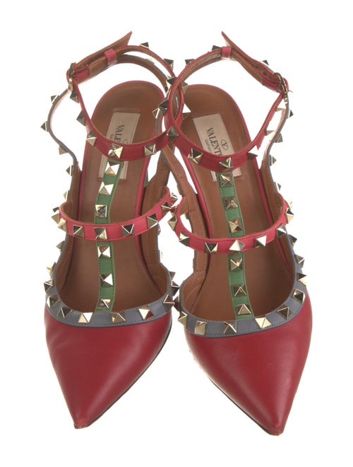 Valentino Rockstud Accents Leather T-Strap Pumps