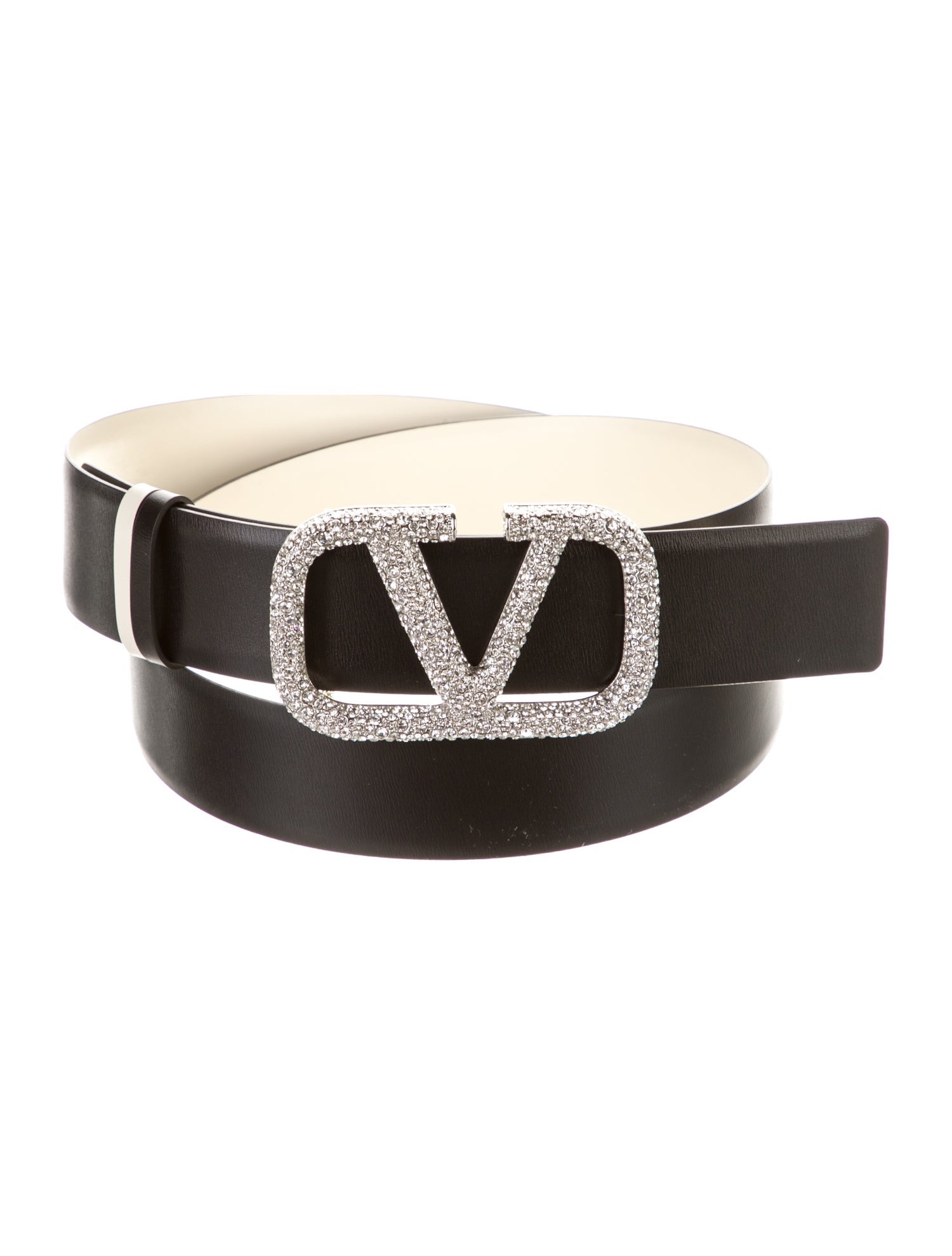 Valentino Leather Crystal Embellishments Belt