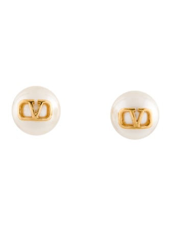 Valentino Faux Pearl Vlogo Signature Stud Earrings
