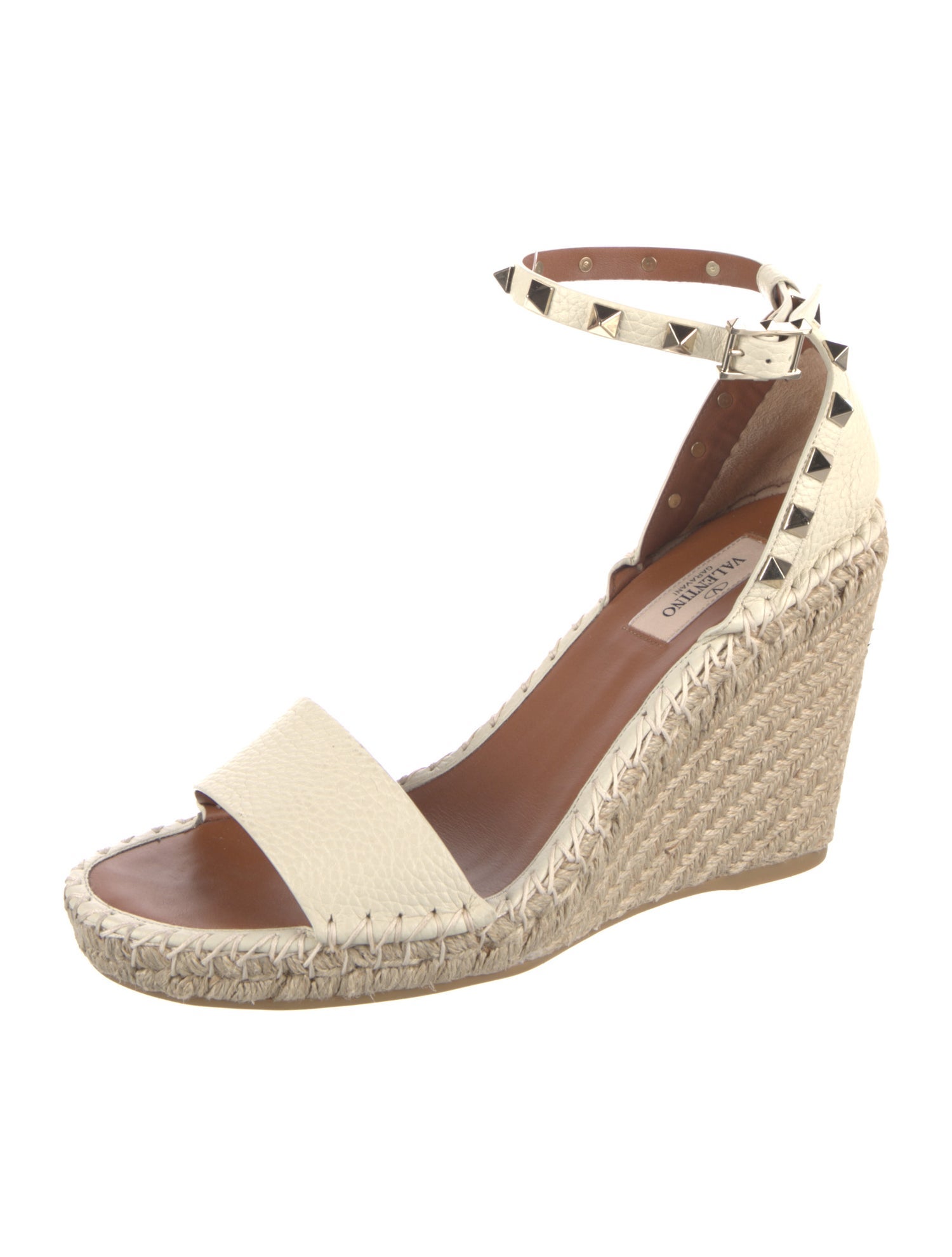 Valentino Rockstud Accents Leather Espadrilles