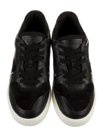 Valentino Rockstud Accents Leather Sneakers
