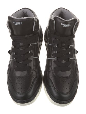 Valentino Rockstud Accents Leather Sneakers
