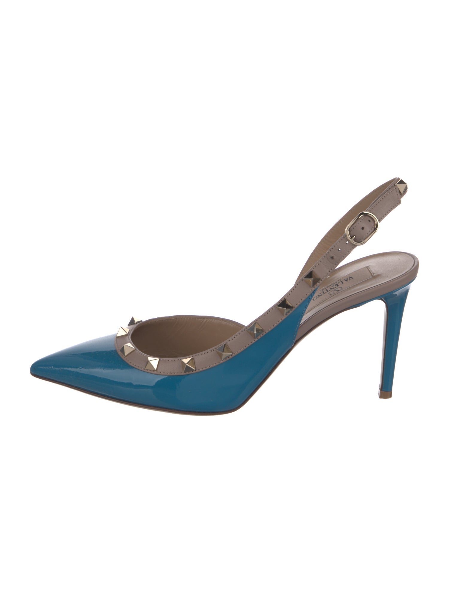Valentino Rockstud Accents Leather Slingback Pumps