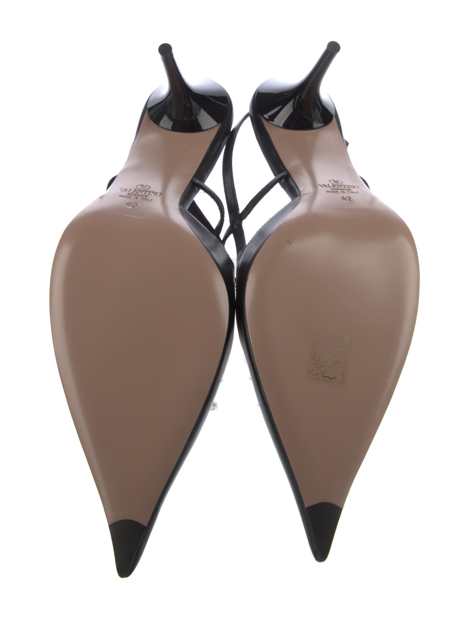 Valentino Rockstud Accents Leather Slingback Pumps