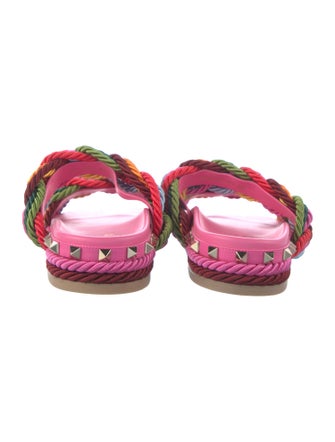 Valentino Rockstud Accents Colorblock Pattern Slides