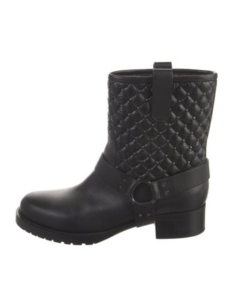 Valentino Leather Studded Accents Moto Boots