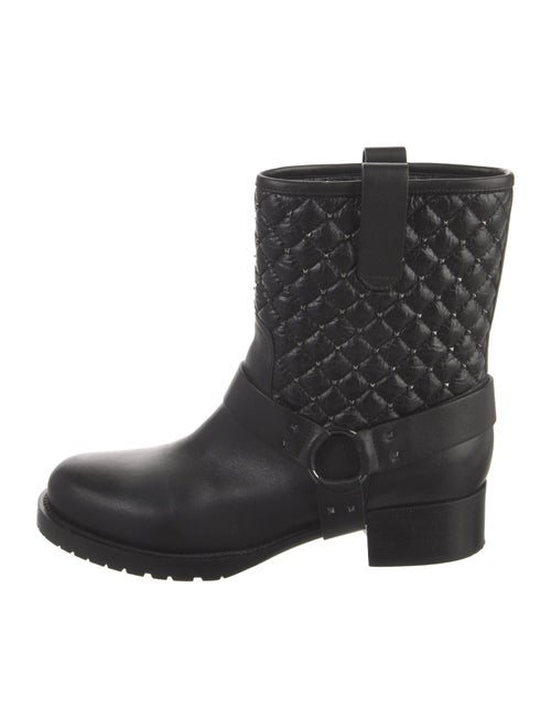 Valentino Leather Studded Accents Moto Boots