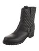 Valentino Leather Studded Accents Moto Boots
