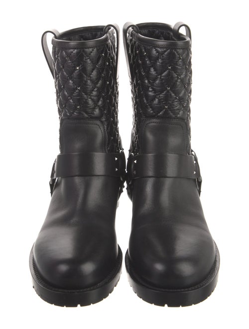 Valentino Leather Studded Accents Moto Boots