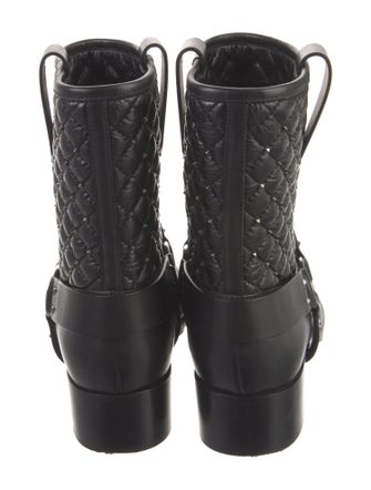 Valentino Leather Studded Accents Moto Boots