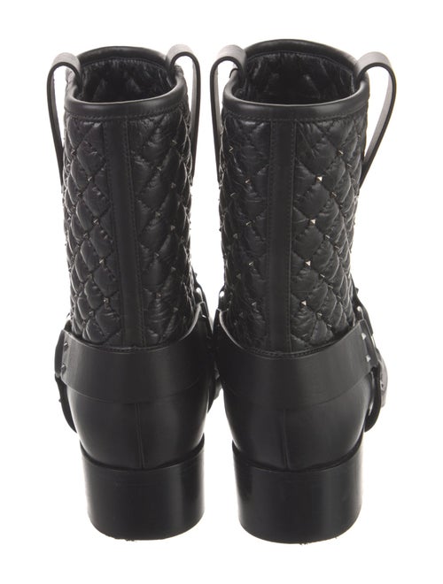 Valentino Leather Studded Accents Moto Boots