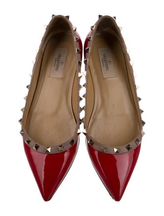 Valentino Rockstud Accents Patent Leather Flats