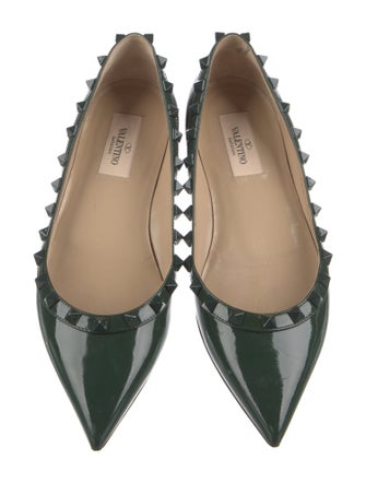 Valentino Rockstud Accents Patent Leather Ballet Flats
