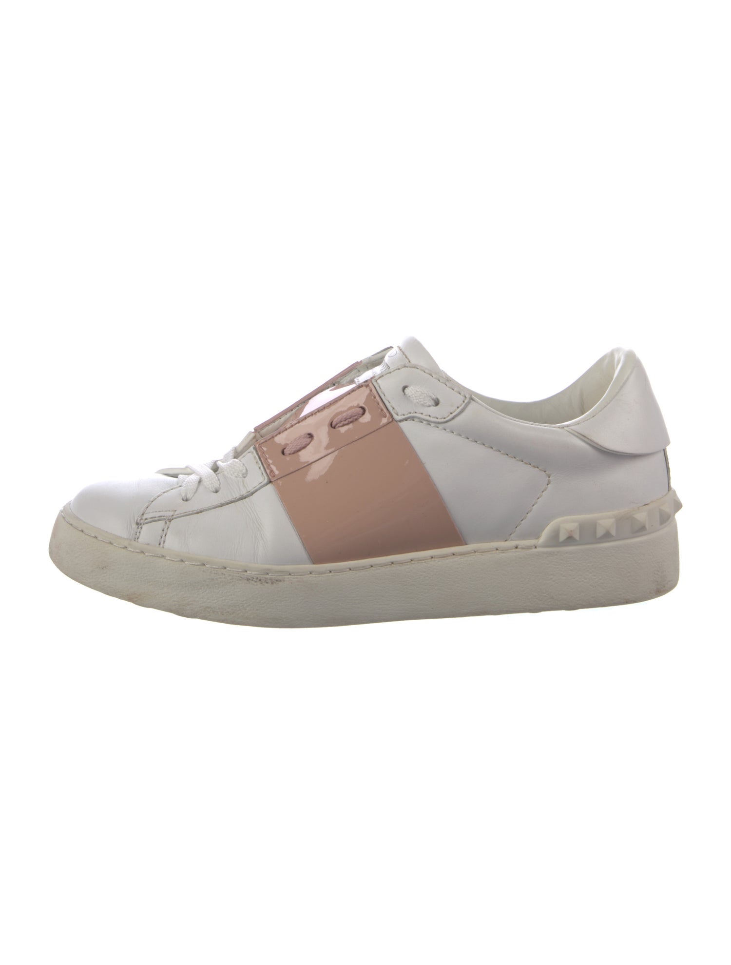 Valentino Rockstud Accents Leather Sneakers