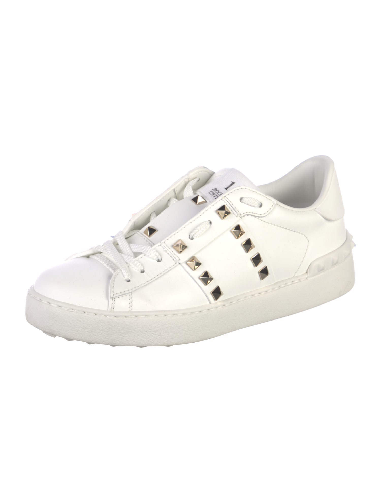 Valentino Rockstud Accents Leather Sneakers