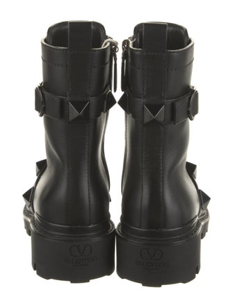 Valentino Rockstud Accents Leather Combat Boots
