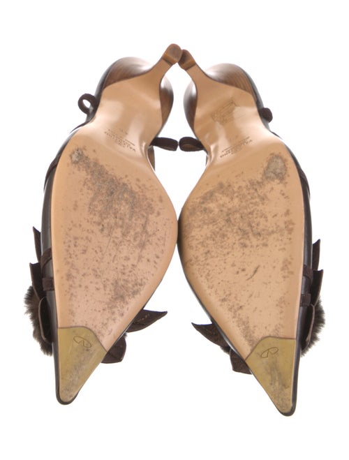 Valentino Leather Fur Trim Slingback Pumps