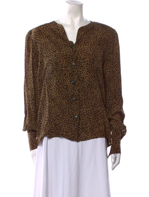 Valentino Animal Print V-Neck Blouse