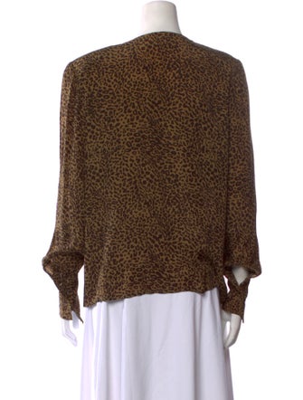 Valentino Animal Print V-Neck Blouse