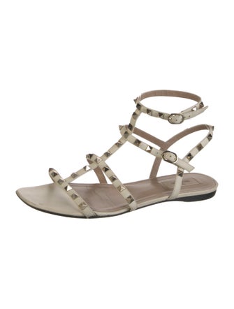 Valentino Rockstud Accents Leather Gladiator Sandals