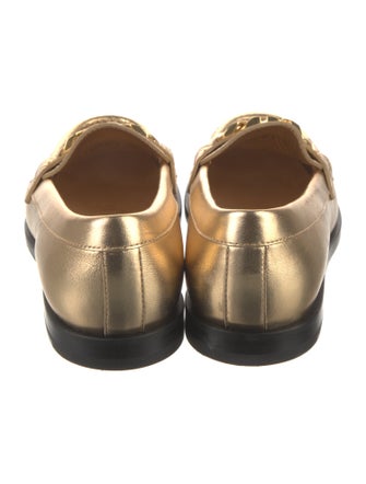 Valentino Leather Chain-Link Accents Loafers