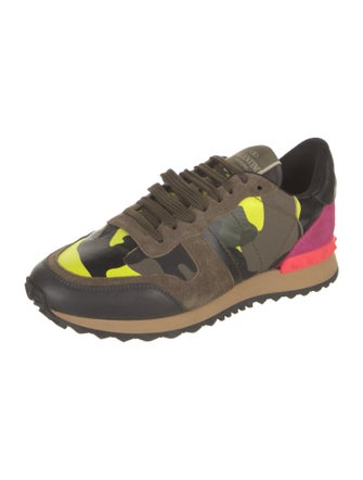 Valentino Leather Colorblock Pattern Sneakers