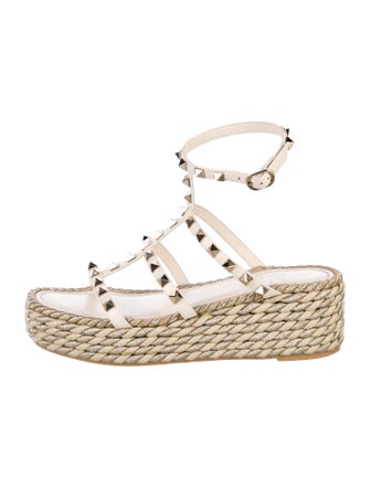 Valentino Rockstud Accents Leather Espadrilles
