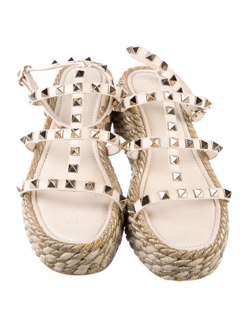 Valentino Rockstud Accents Leather Espadrilles