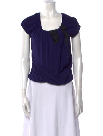 Valentino Scoop Neck Short Sleeve Crop Top