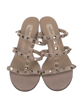 Valentino Rockstud Accents Leather Slides