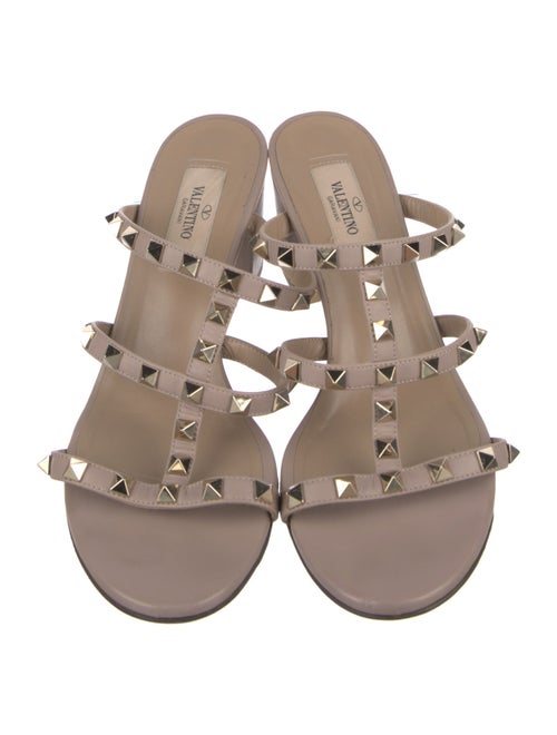 Valentino Rockstud Accents Leather Slides