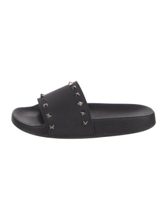 Valentino Rockstud Accents Rubber Slides