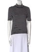 Valentino Striped Mock Neck T-Shirt