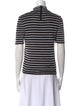 Valentino Striped Mock Neck T-Shirt