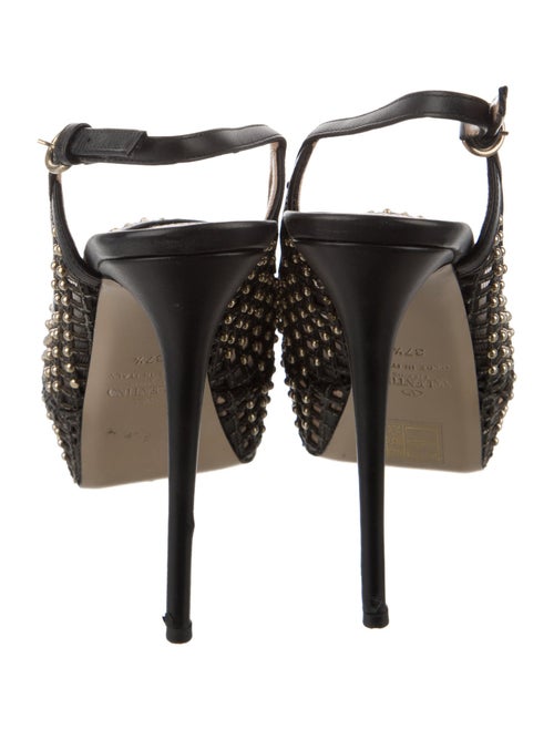 Valentino Leather Studded Accents Slingback Pumps