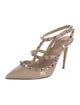Valentino Rockstud Accents Patent Leather T-Strap Pumps