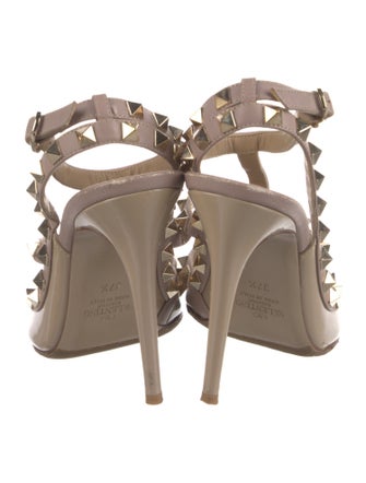 Valentino Rockstud Accents Patent Leather T-Strap Pumps